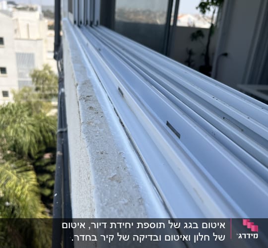 חלון עם מסגרת לבנה ונוף חיצוני